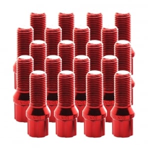 Boulons de roue conique RACING JB1 M12x1,5 L.27mm - Rouge - lot de 20 + 1 adaptateur - Japan Racing