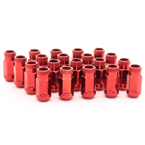 Écrous de roue Forgés conique ouvert RACING JN1 M12x1,5 H.45mm - Rouge - lot de 20 + 1 adaptateur - Japan Racing