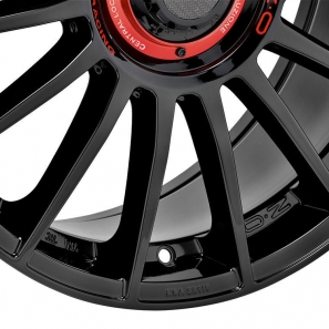 Jante OZ Superturismo Evoluzione Gloss Black - Red Lettering